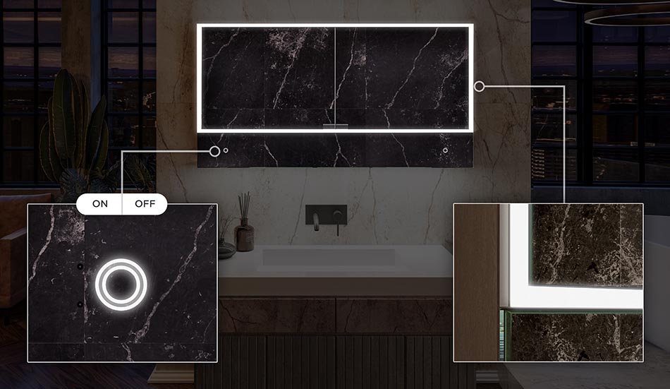 Lily-modellen – elegant skap med belysning og hyller | ARTFORMA