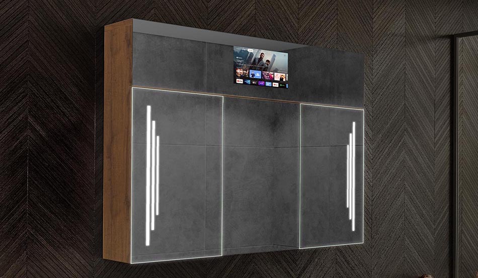 Sarah – moderne LED-skap med klokke og Bluetooth | ARTFORMA