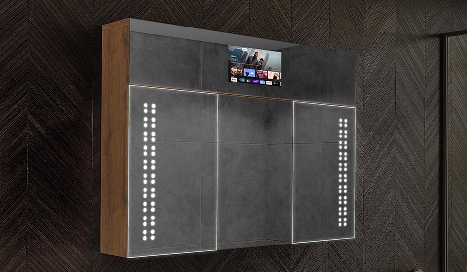 Sarah – moderne LED-skap med klokke og Bluetooth | ARTFORMA