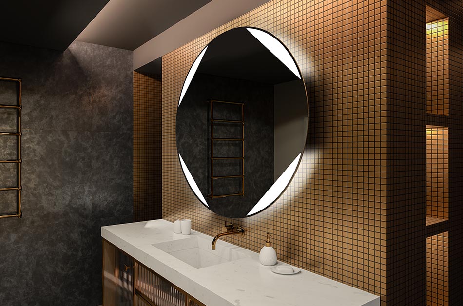 Rundet LED-speil med belysning, perfekt for stemningsfulle interiører | ARTFORMA