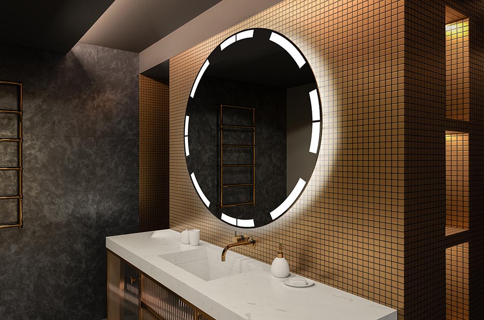 Rundet LED-speil med belysning, perfekt for stemningsfulle interiører | ARTFORMA