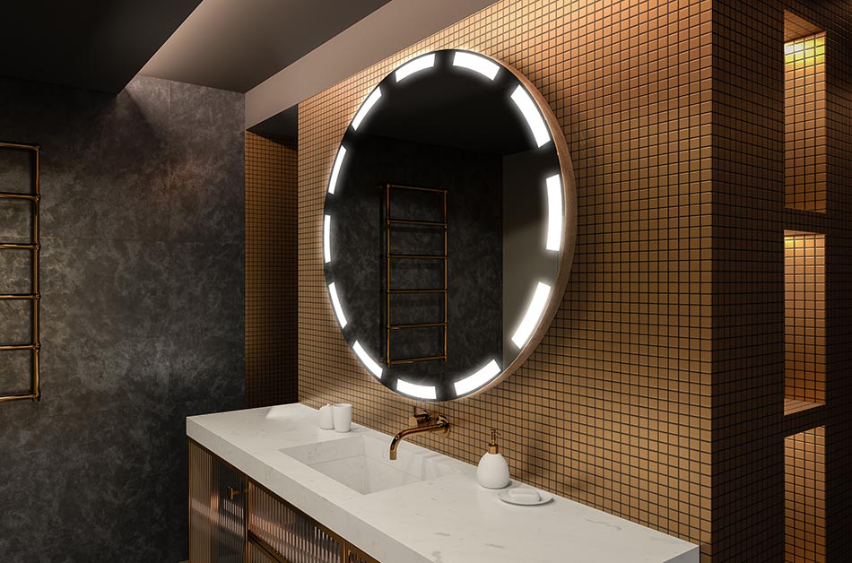Moderne rundt speil med mykt LED-lys i premium-stil | ARTFORMA