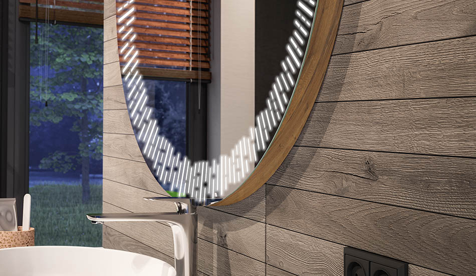 Rundt LED-speil med ambient effekt og elegant diffust lys | ARTFORMA
