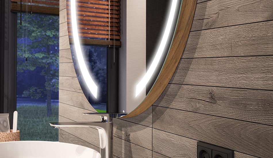 Rundt LED-speil med ambient effekt og elegant diffust lys | ARTFORMA