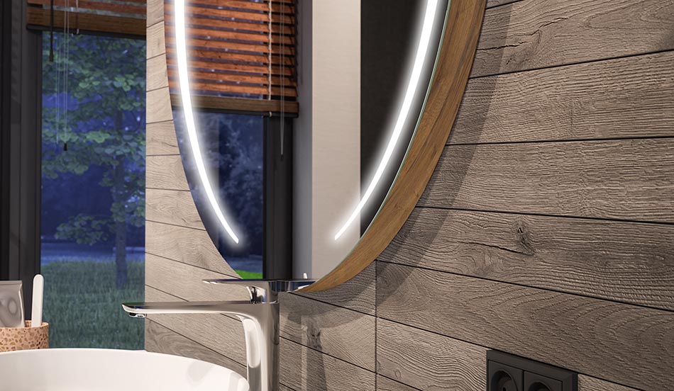 Rundt LED-speil med ambient effekt og elegant diffust lys | ARTFORMA