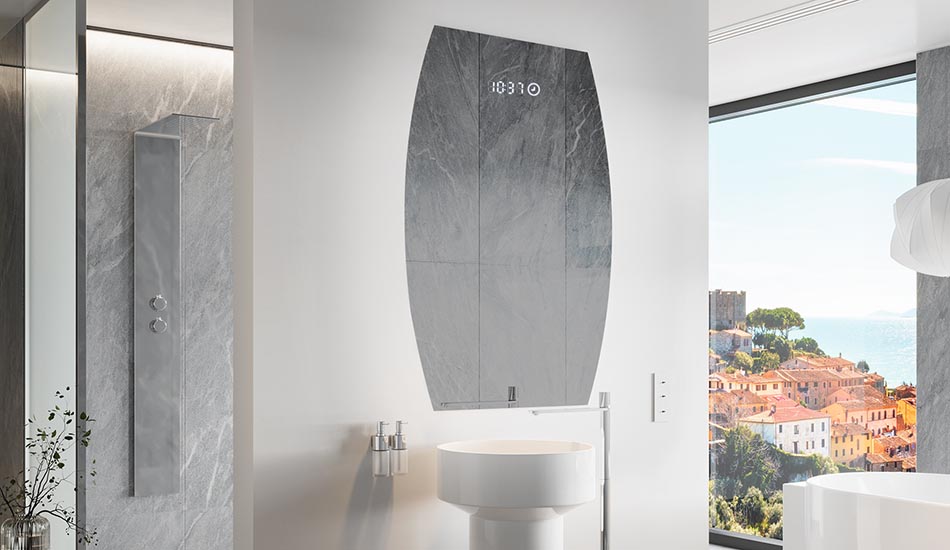 Uregelmessig speil med delikat ambientbelysning for elegante interiører | ARTFORMA