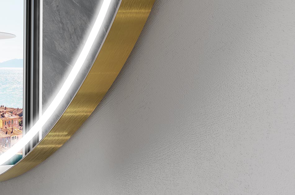 Uregelmessig speil med delikat ambientbelysning for elegante interiører | ARTFORMA