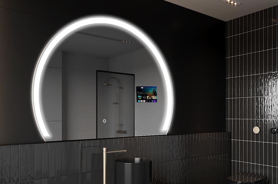 Uregelmessig LED-speil med værmelding og berøringspanel | ARTFORMA