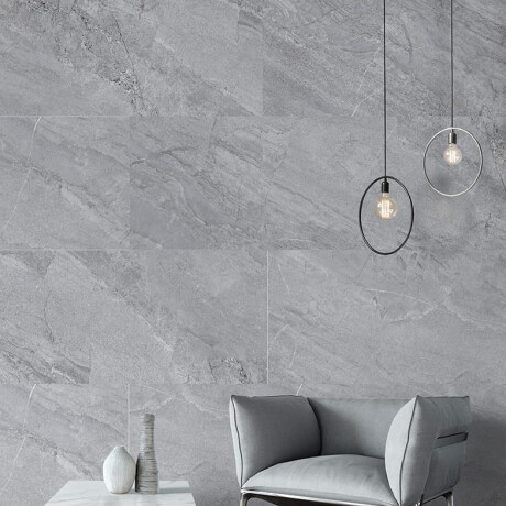 Glasert steingods til gulv, 120 x 280 cm, grå stein, matt, A4H1129 Agathos Grey #4