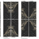 Storformatig porselensflis til gulv, 120 x 280 cm, Bookmatch, svart, blank, med gullåre, rektifisert, A4H203 Pierre Black #3
