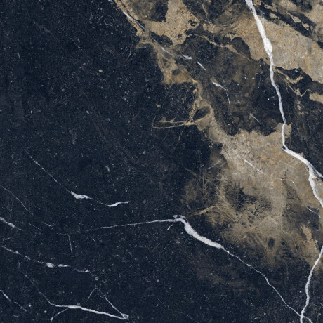 Storformatig porselensflis til gulv, 120 x 280 cm, Bookmatch, svart, blank, med gullåre, rektifisert, A4H203 Pierre Black #4