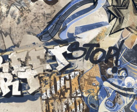 Glasert gulvflis i stort format, 120 x 280 cm, matt beige, rektifisert, A4H255 City Graffiti Beige