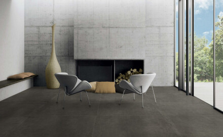 Glasert gulvflis 60x120 cm, mørk grå betong, matt, rektifisert A4H327 Massive Dimgray