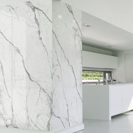 Storformatig glanset gresflis, 120 x 270 cm, med grå årer, rektifisert, A4H451 Statuario Superiore #6