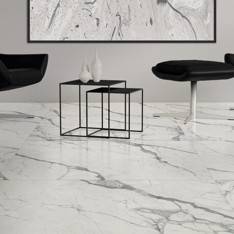 Glasert gulvflis 120x120 cm, matt, med grå årer, rektifisert A4H455 Statuario Superiore #3
