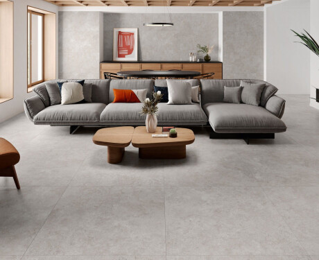 Gres til gulv, 100x100, travertin, tverrskåret, matt, grå A4H497 Chrono Grey