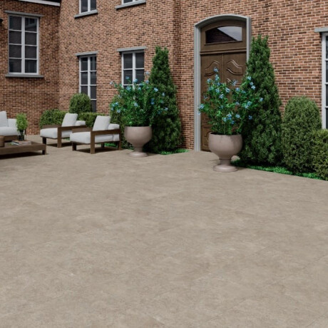 Gres-fliser til gulv, 100x100, travertin, tverrskåret, matt, gråbeige taupe, A4H499 Chrono Stone #3