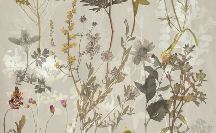 Veggfliser 60x120 cm, grå med blomstermønster, matt A4H919 Glame