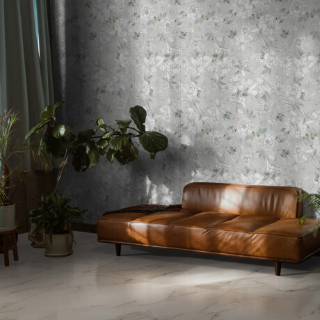 Veggfliser 60x120 cm, grå med blomstermønster, matt A4H923 Lirio #1