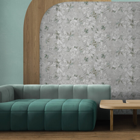 Veggfliser 60x120 cm, grå med blomstermønster, matt A4H923 Lirio #3