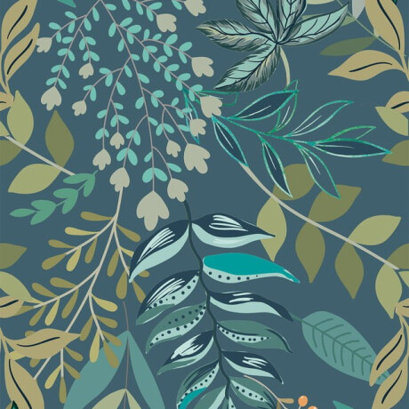 Veggfliser 60x120 cm, blå med plantemønster, matt A4H924 Majorele #4