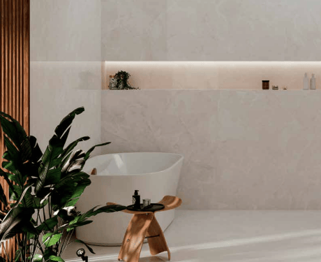 Storformatfliser 100x100, marmor med årer, blank overflate, A4H941 Saffire Cream
