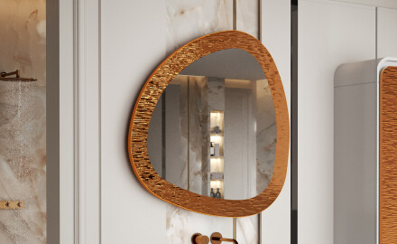 Uregelmessig speil med en moderne metallramme L290