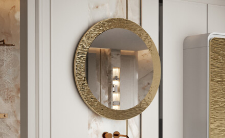 Rundt speil med dekorativ metallfinish L288