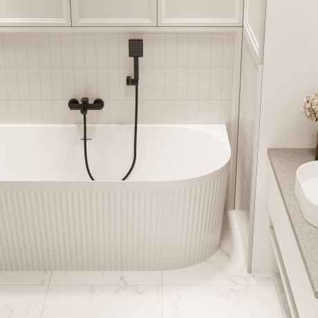 Frittstående Glamour 170 cm badekar med riller, komplett med vannlås og propp/avløp i hvit #2