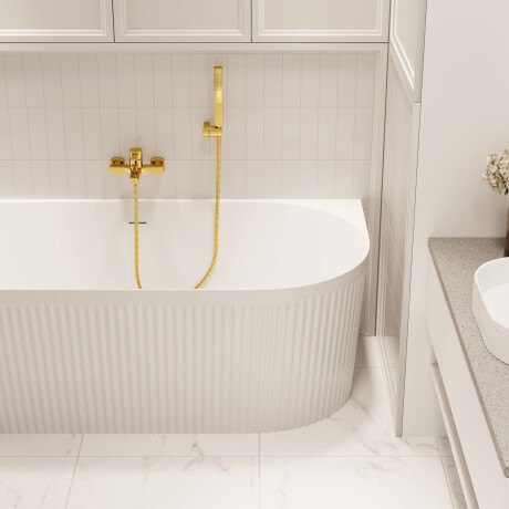 Frittstående Glamour 170 cm badekar med riller, komplett med vannlås og propp/avløp i hvit #3