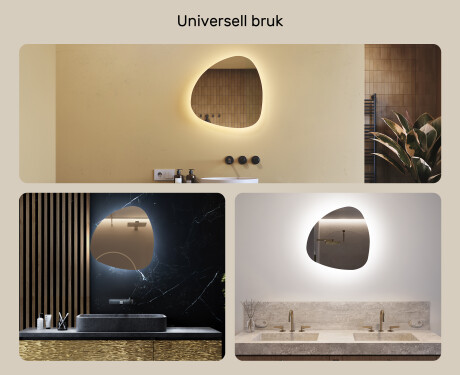 LED-badsspeil med uregelmessig form 54x54cm med kaldt LED-lys 7000K, varmt lys 3000K eller nøytralt lys 4500K #2