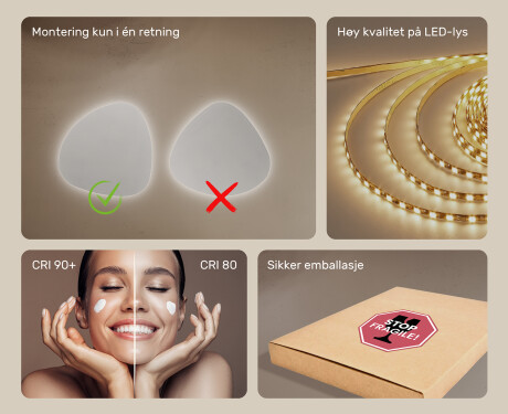 LED-badsspeil med uregelmessig form 54x54cm med kaldt LED-lys 7000K, varmt lys 3000K eller nøytralt lys 4500K #5