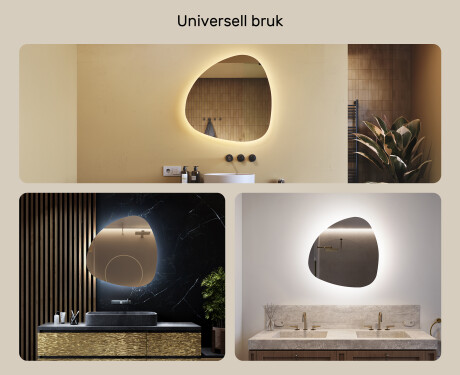 LED-badsspeil med uregelmessig form 74x74cm med kaldt LED-lys 7000K, varmt lys 3000K eller nøytralt lys 4500K #2