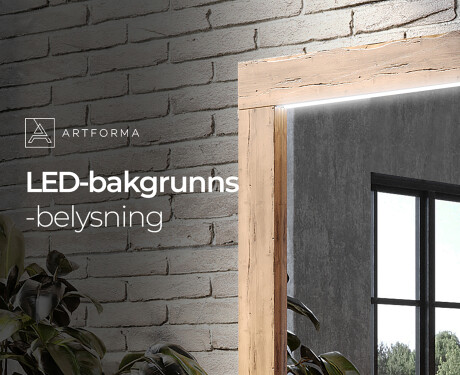 Rektangulaere veggspeil LED med treramme L225 #4