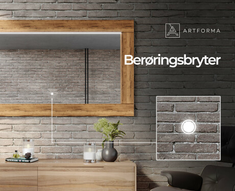 Rektangulaere veggspeil LED med treramme L225 #5