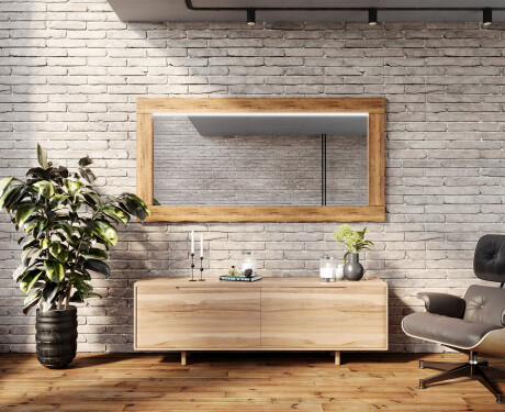 Rektangulaere veggspeil LED med treramme L225 #8