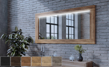 Rektangulaere veggspeil LED med treramme L225