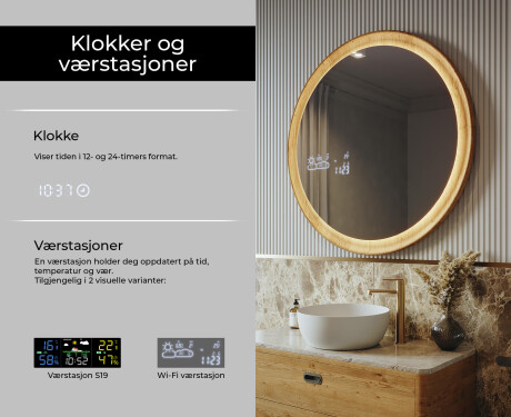 Speil i en treramme med LED-belysning #6