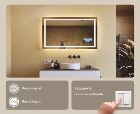 Speil Med Lys L15 120x80cm - SmartScreen, DualColor #6