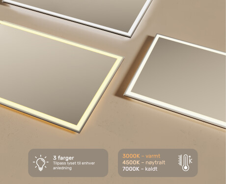 Speil Med Lys 120x70cm med kaldt LED-lys 7000K, varmt lys 3000K eller nøytralt lys 4500K #3