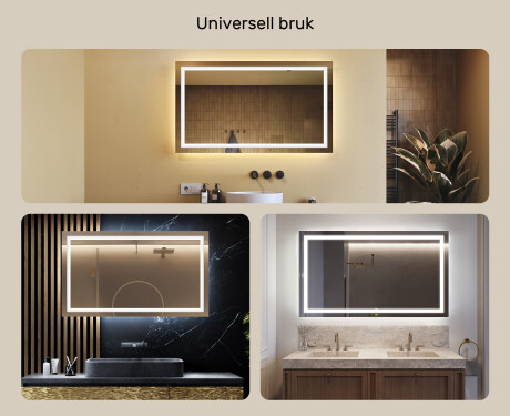 Speil Med Lys 120x70cm med kaldt LED-lys 7000K, varmt lys 3000K eller nøytralt lys 4500K #2