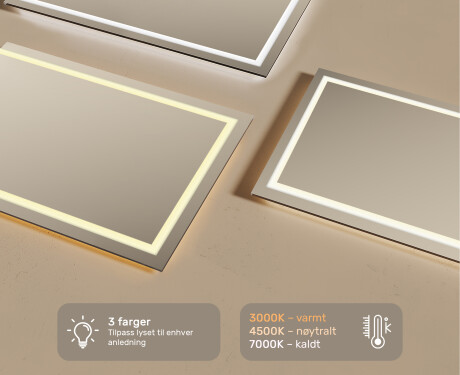 Speil Med Lys 120x70cm med kaldt LED-lys 7000K, varmt lys 3000K eller nøytralt lys 4500K #3