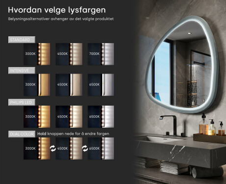Uregelmessig LED-speil med høyglanset lakkert MDF-ramme L308 #5