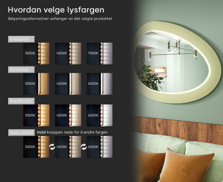 Asymmetrisk LED-speil med MDF-ramme L310 #5
