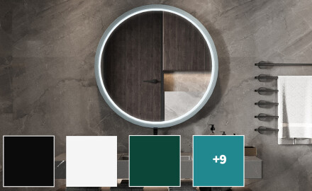 Rundt LED-speil i lakkert MDF-ramme L306