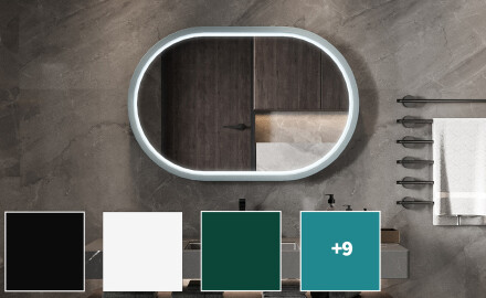 LED-speil i stadionform med lakkert MDF-ramme L307