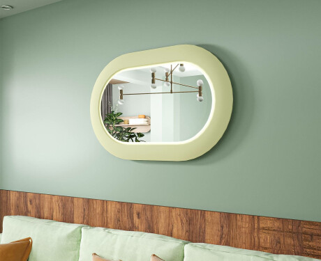 Moderne LED-speil i stadionform med MDF-ramme L307