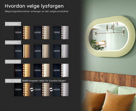 Moderne LED-speil i stadionform med MDF-ramme L307 #5