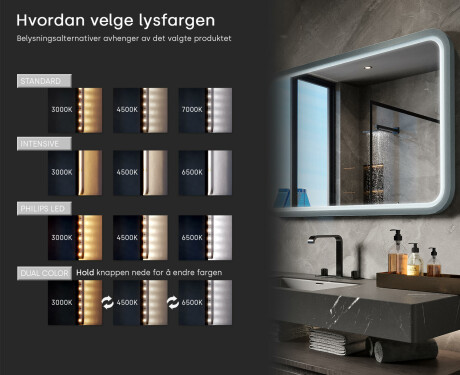 Avrundet LED-speil med lakkert MDF-ramme L305 #5