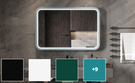 Avrundet LED-speil med lakkert MDF-ramme L305